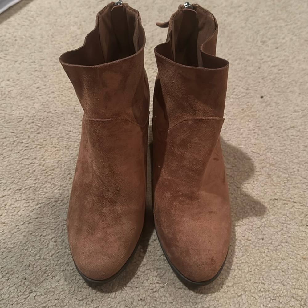 Brash heel boots. Zipper back. Size 8.5